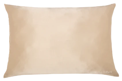 Kussensloop van Echte moerbijzijde en microvezel in zandkleur