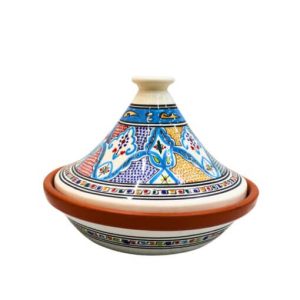 Tajine 25 cm Beschilderd Azuur – Keramische Noord-Afrikaanse Kookpot