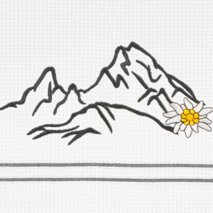 Wafeltheedoek met edelweiss en bergen