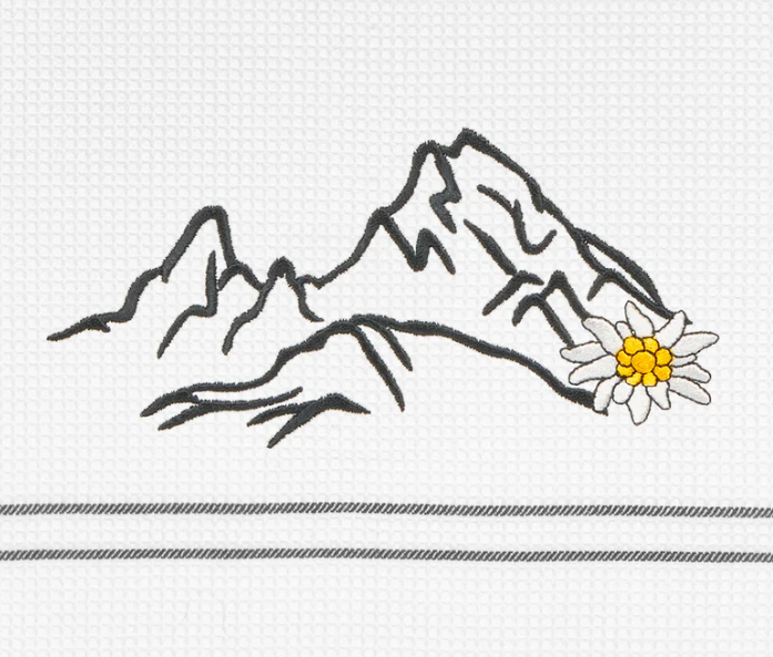 Wafeltheedoek met edelweiss en bergen - Afbeelding 2