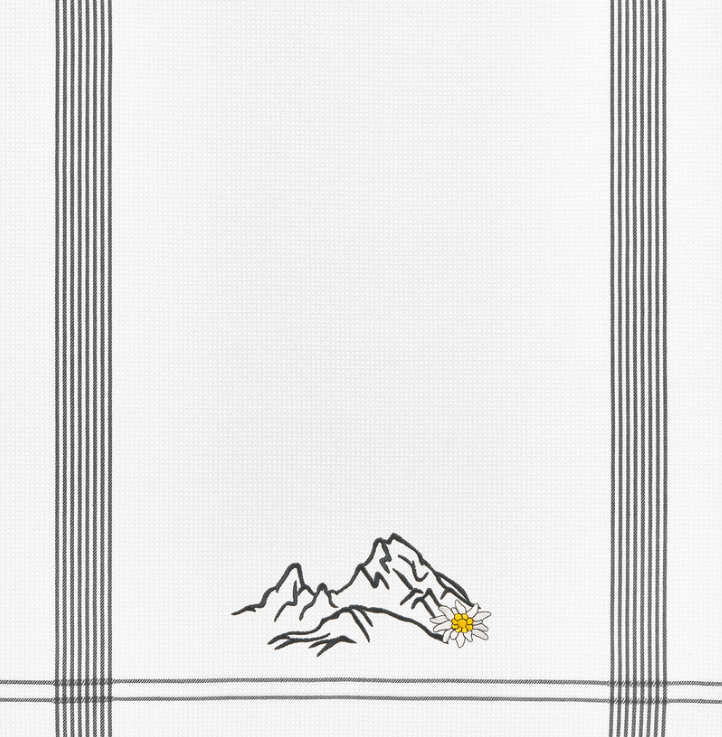 Wafeltheedoek met edelweiss en bergen - Afbeelding 3