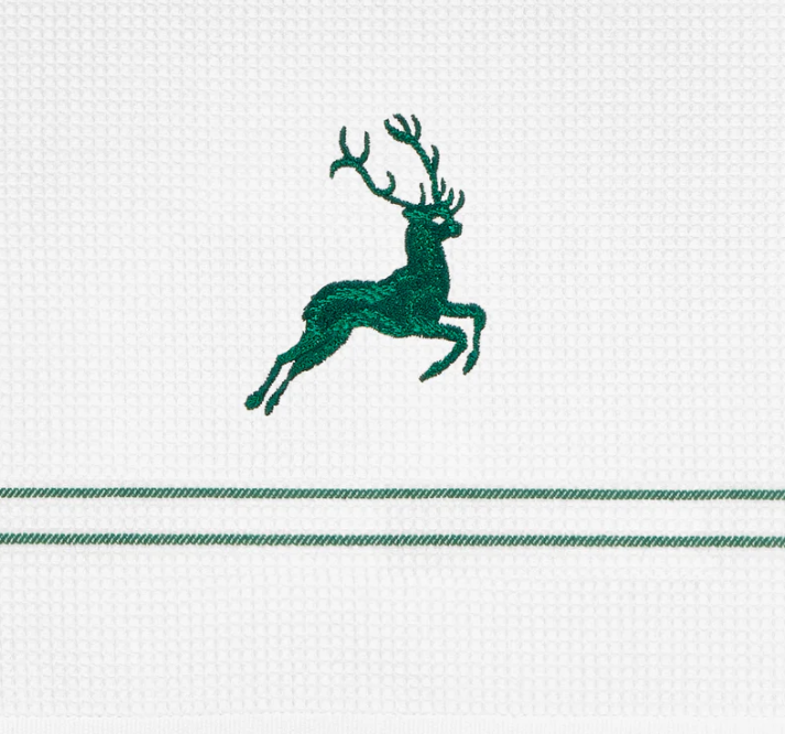 Wafeltheedoek met groen hert