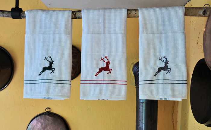 Wafeltheedoek met rood hert - Afbeelding 4