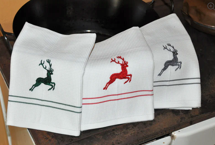 Wafeltheedoek met rood hert - Afbeelding 3