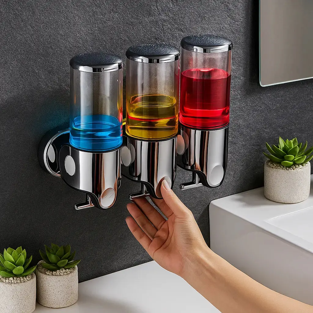 CleanStation™ | Wandzeepdispenser met 3 vakken – Stijlvol & Hygiënisch