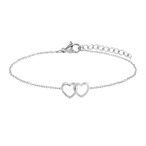 Armband - Twee Verbonden Hartjes - Zilver - 18,5CM -  Elegant en Tijdloos Cadeau