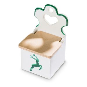 Zoutpot met houten deksel – Hert groen – 18 cm