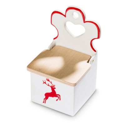 Zoutpot met houten deksel – Hert robijnrood – 18 cm - Afbeelding 2