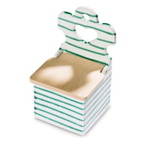 Zoutpot met houten deksel – Gevlamd groen – 18 cm