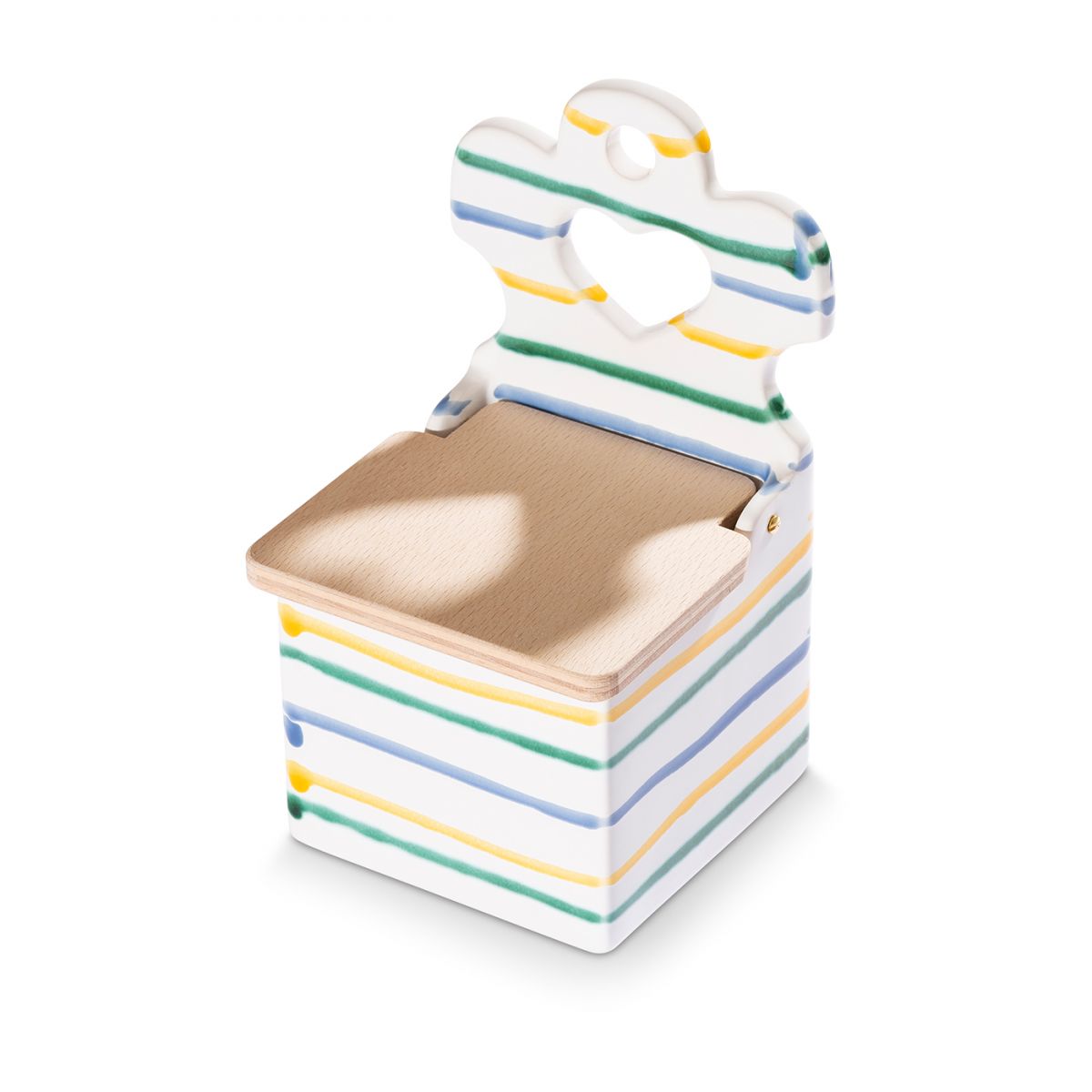 Zoutpot met houten deksel – Gevlamd Bont – 18 cm - Afbeelding 2