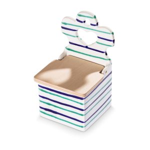 Zoutpot met houten deksel – Gevlamd Traunsee – 18 cm