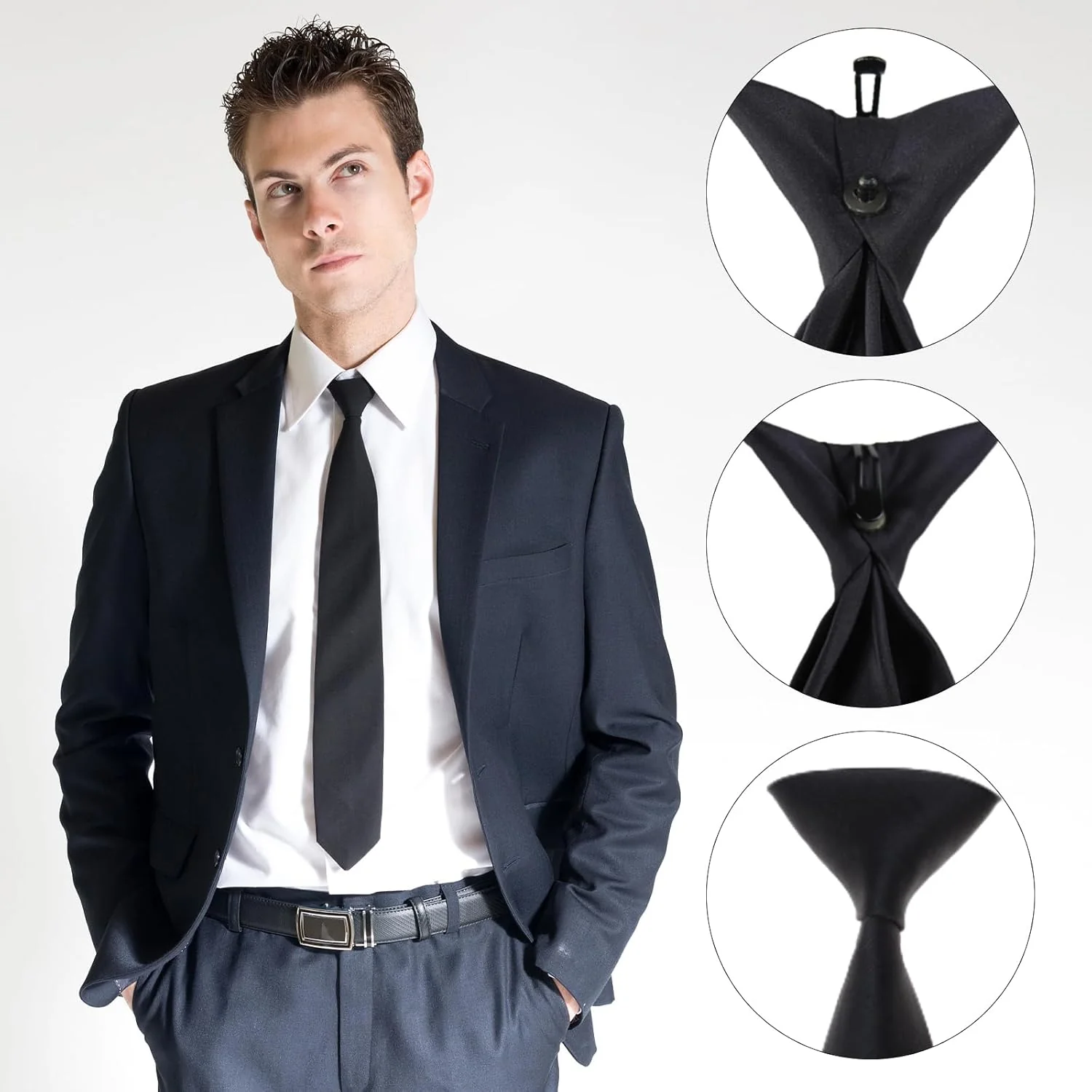 Stropdas - Clip On - Set Van 3 - Voorgeknoopt en Direct Draagbaar - Afbeelding 4