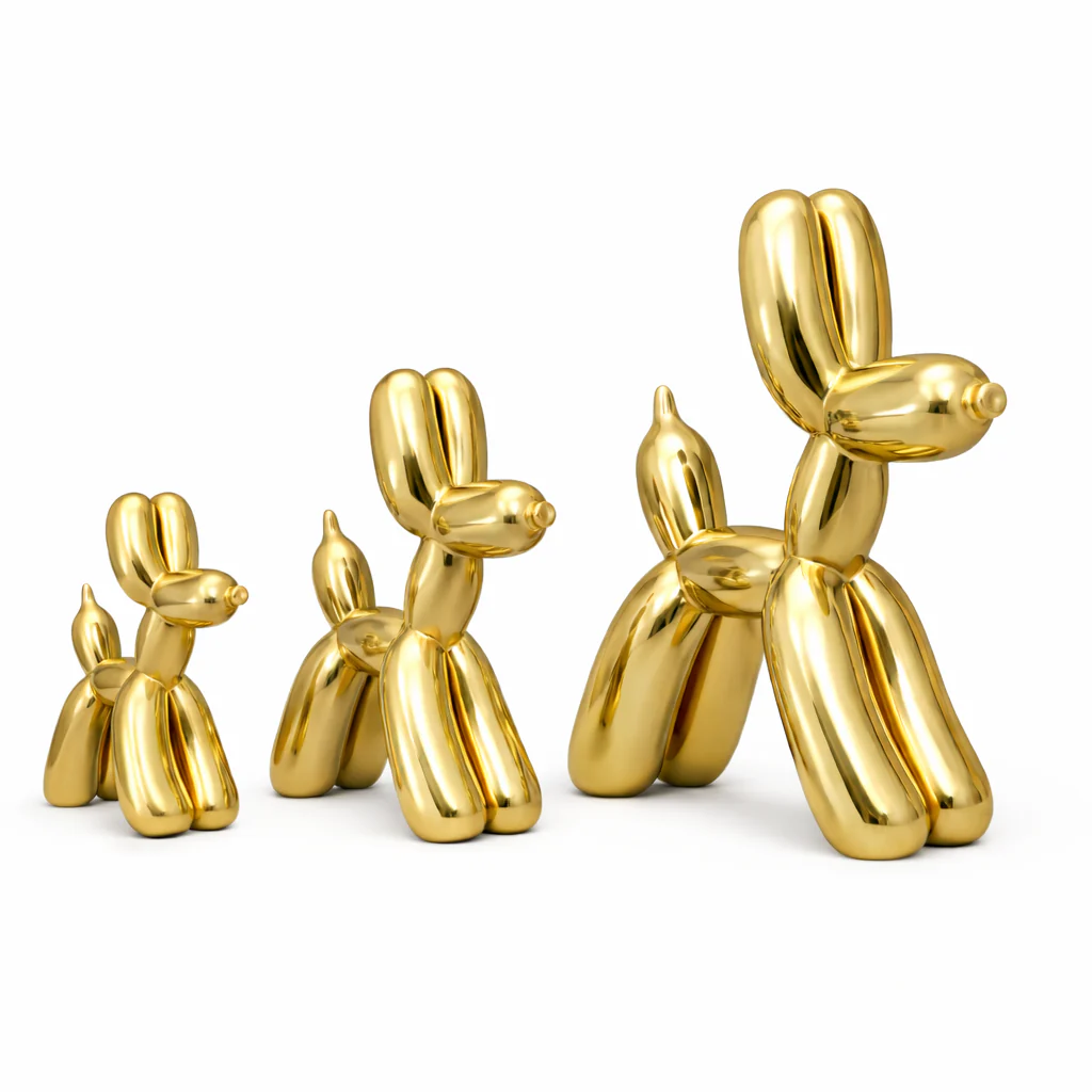 Balloon Hond Set van 3 – Goud Hoogglans - Afbeelding 2
