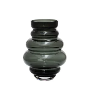 Maputo Gray vaas – mondgeblazen glazen designvaas in grijs/groen | Ø18/22 x H24/30 cm – stoer en stijlvol
