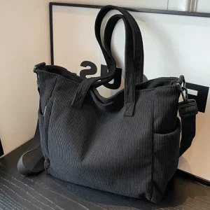 CarryFlair™ | Trendy Corduroy Schoudertas met Grote Capaciteit