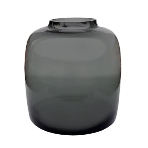 Bartica Grey vaas – Ronde mondgeblazen vaas van grijs glas