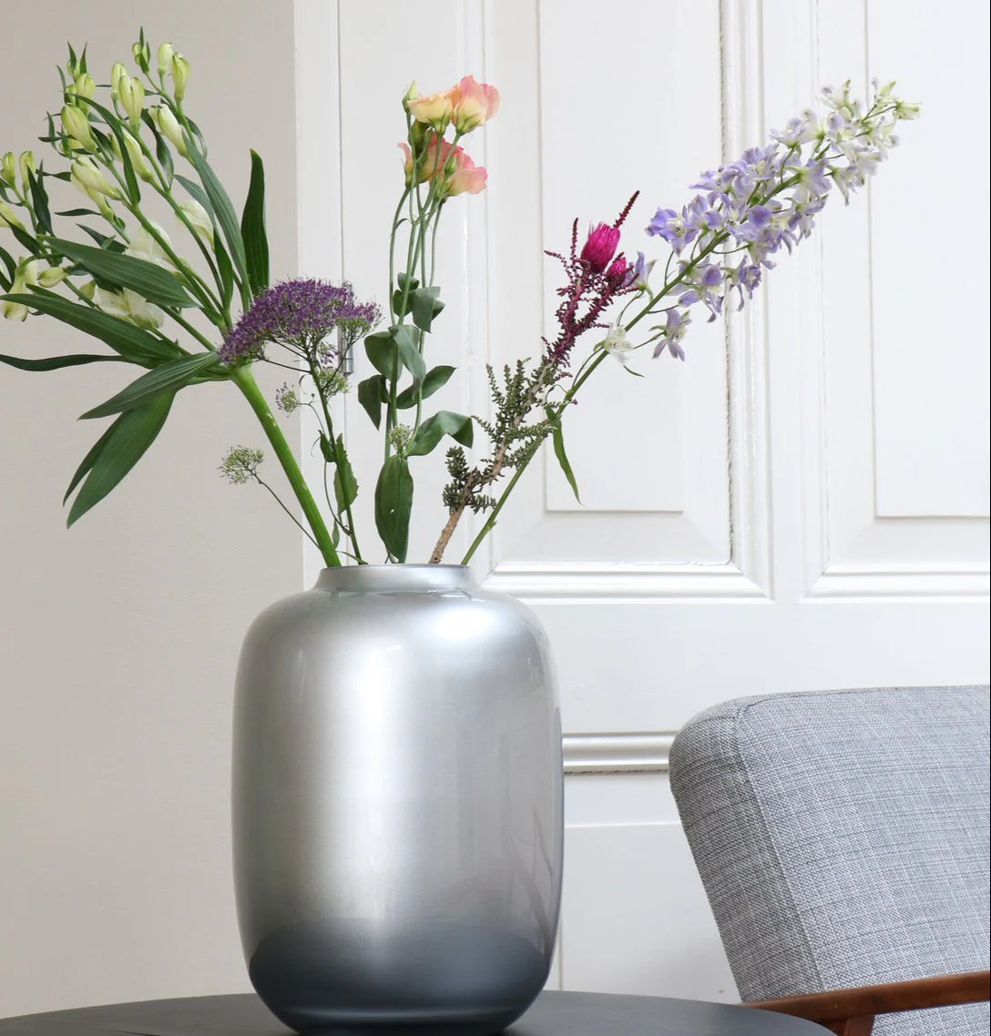 Artic Silver vaas – Mondgeblazen zilveren designvaas van glas - Afbeelding 3