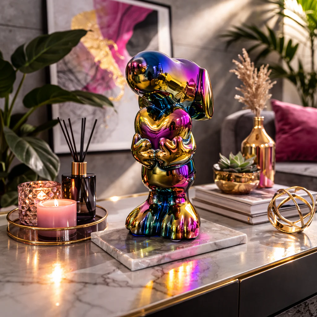 Keramiek Hond met Hart Multicolor – Hoogglans Beeld 20,5 cm - Afbeelding 3