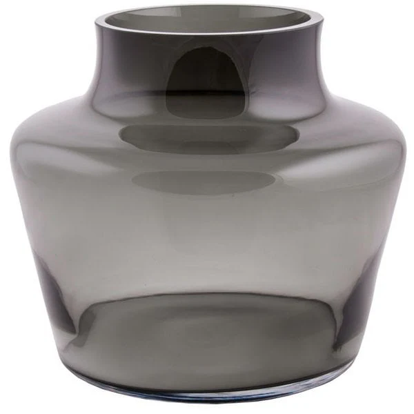 Coral Grey vaas – Mondgeblazen grijze glazen design Ø22,5xH22 cm - Afbeelding 2