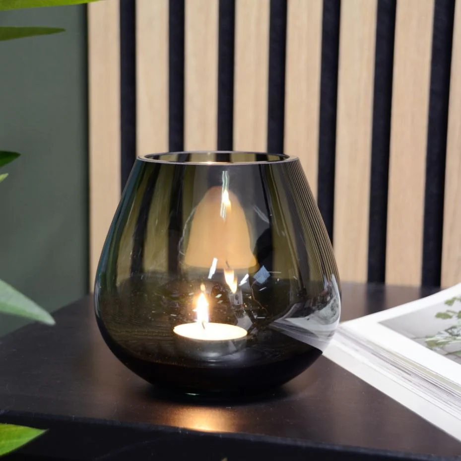 Waxinelichthouder set grijs – Tasman XS van mondgeblazen glas – Set van 2 theelichthouders voor sfeervolle verlichting - Afbeelding 3