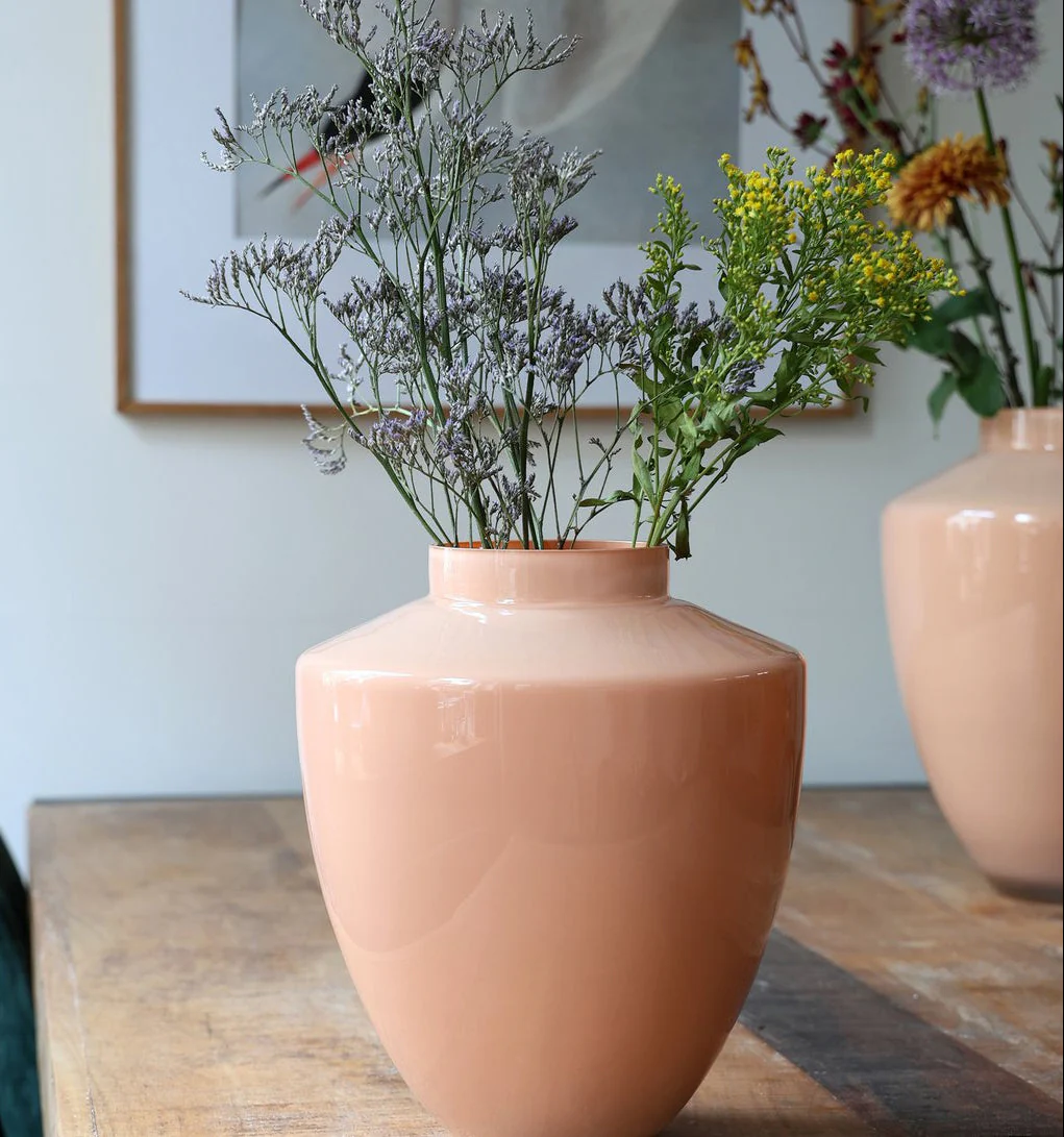 Tugela Peach vaas – Handgemaakte pastelvaas van glas Ø24,5–28 cm - Afbeelding 3