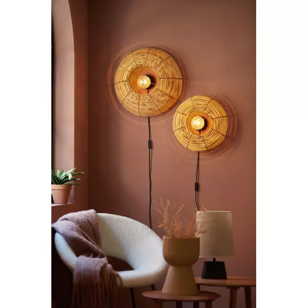 Light & Living Wandlamp Milan – Naturel Rotan – Ø 40 cm – E27 - Afbeelding 2