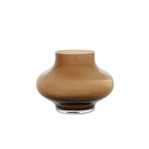 Ruvuma Taupe vaas – Mondgeblazen design van glas Ø20/28 x H15/28 cm