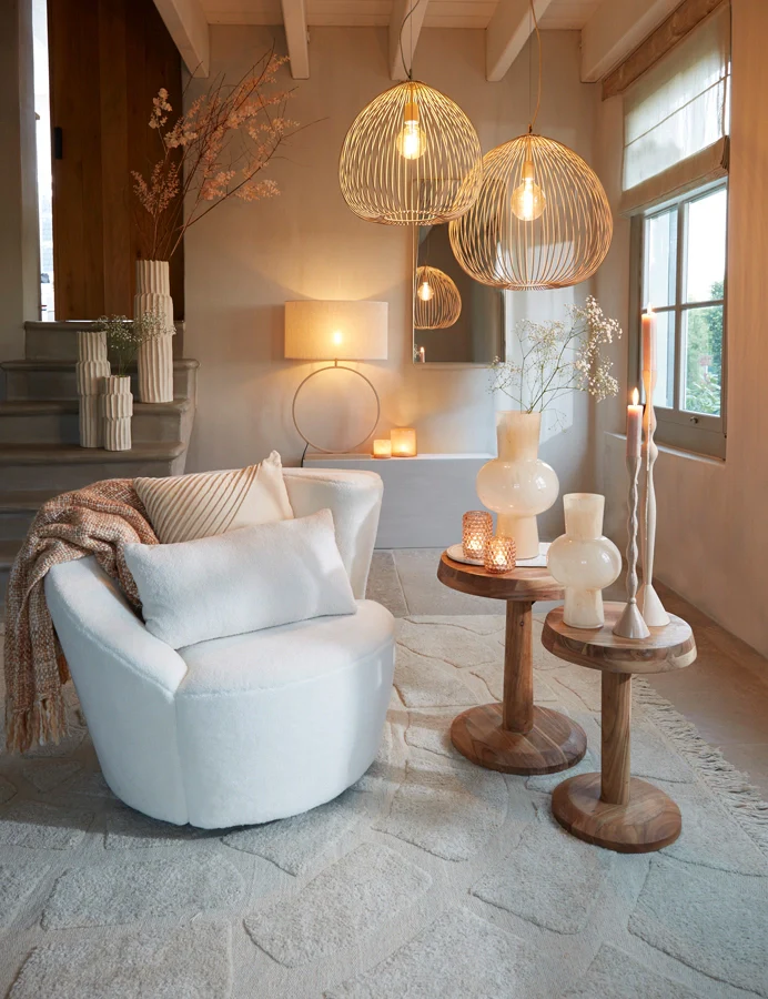 Light & Living Hanglamp Rilana Mat Beige Ø34cm - Afbeelding 2