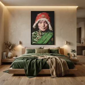 Geweven Wandpaneel Gobelin – Tibetan Woman – Met Lijst