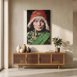Geweven Wandpaneel Gobelin – Tibetan Woman (Zonder Lijst)