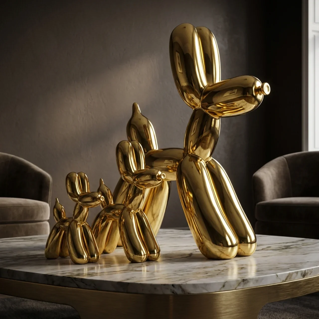 Balloon Hond Set van 3 – Goud Hoogglans - Afbeelding 4