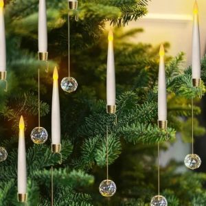 KristalFlair™ | 6 LED kerstkaarsen met gouden details & afstandsbediening
