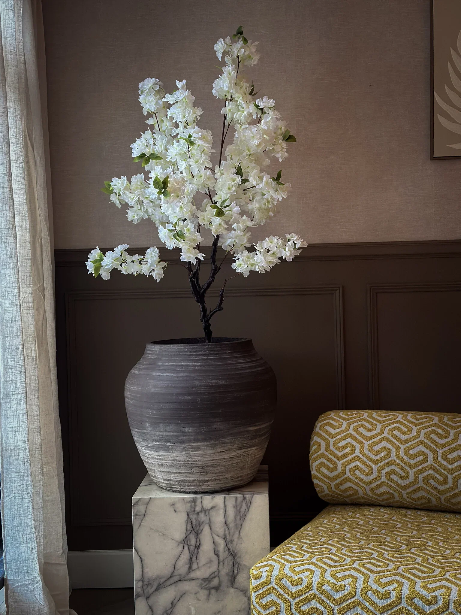 Kersen bloesem kunstboom wit