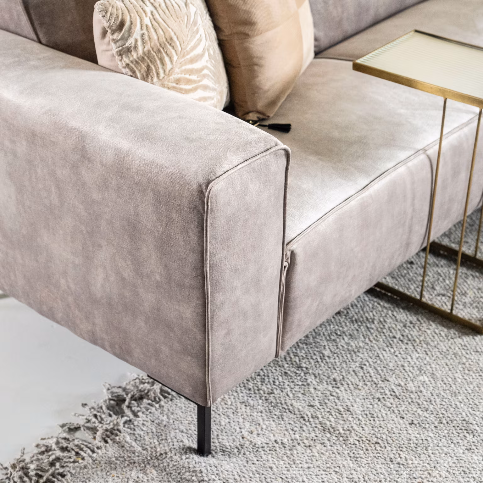 SEVN Hoekbank Michelle Velvet, kleur Lever - Afbeelding 4