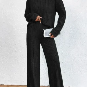 NoaNoir™ |  Gebreide broek en coltrui set voor dames