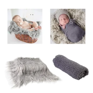 Multifunctionele Babyfotografie Set - Zachte Deken & Wikkel, Uniseks Design