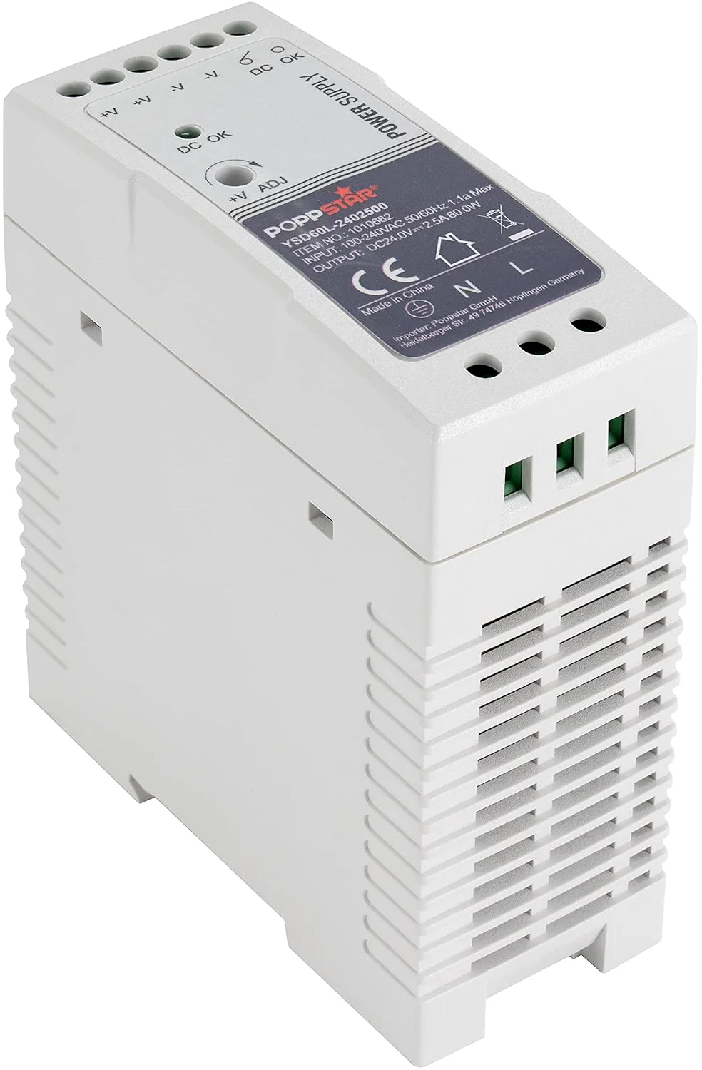 Ultra Slim 24V DIN-Rail Voeding 60W - 2,5A - Met Beveiliging - Afbeelding 3