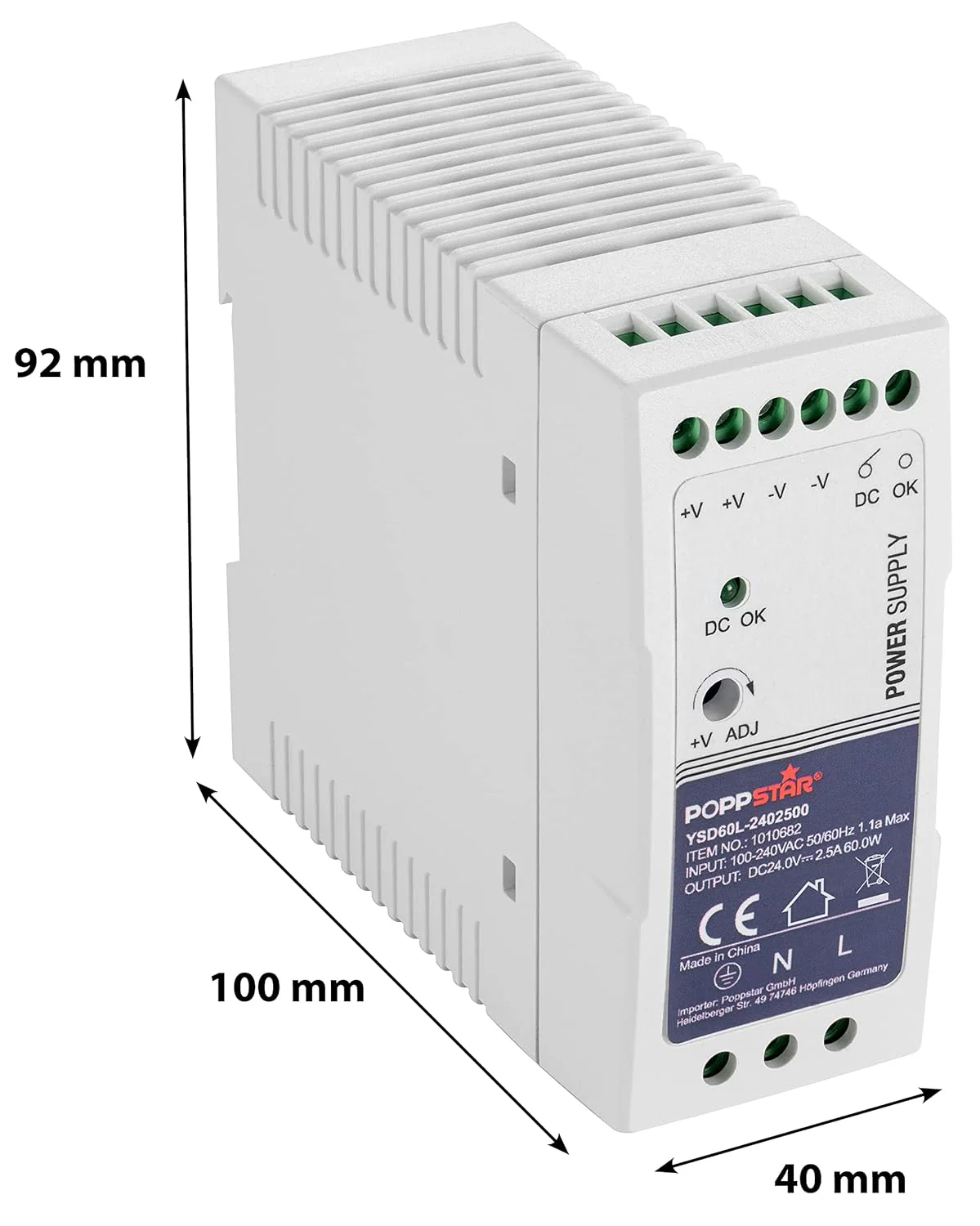 Ultra Slim 24V DIN-Rail Voeding 60W - 2,5A - Met Beveiliging - Afbeelding 4