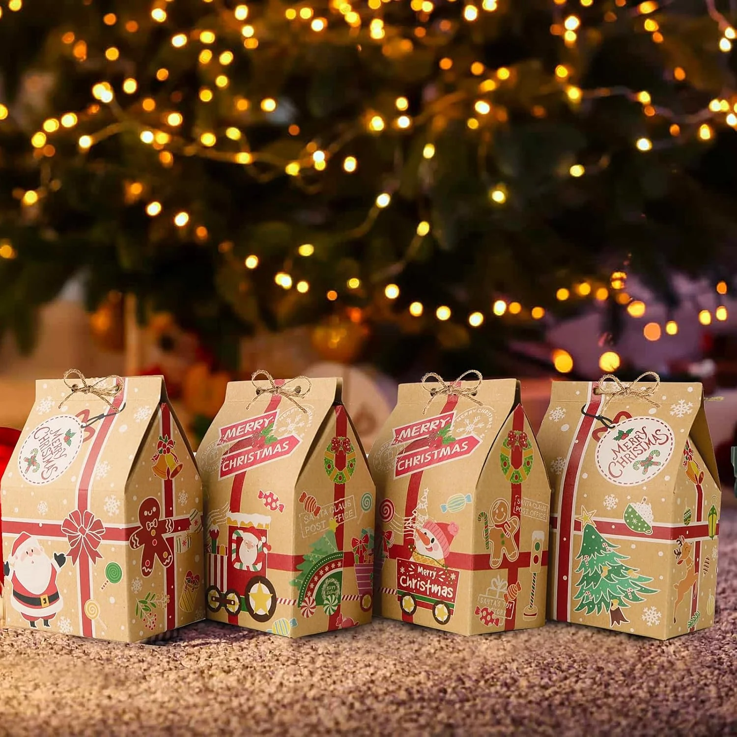 Kerstcadeaudoosjes – 70 stuks - Inclusief Hennep Touwtjes – 7x5x10,5 cm - Afbeelding 5