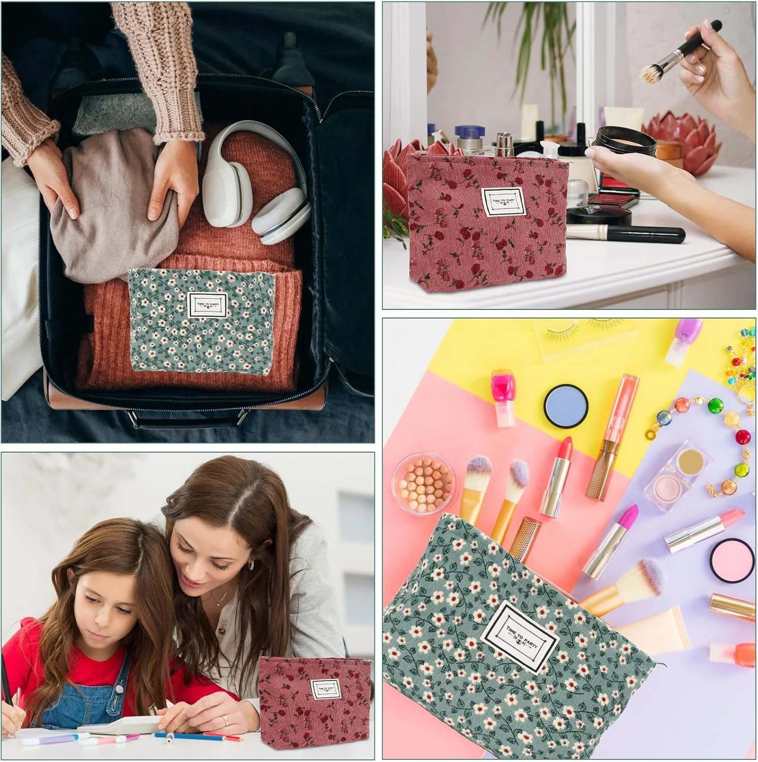 Make-uptas - 2 Stuks – Corduroy Ribfluweel - Compact, Luxe en Ruim - Afbeelding 8