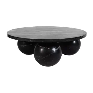 Diro Black Marble 3 ball coffeetable round PTMD