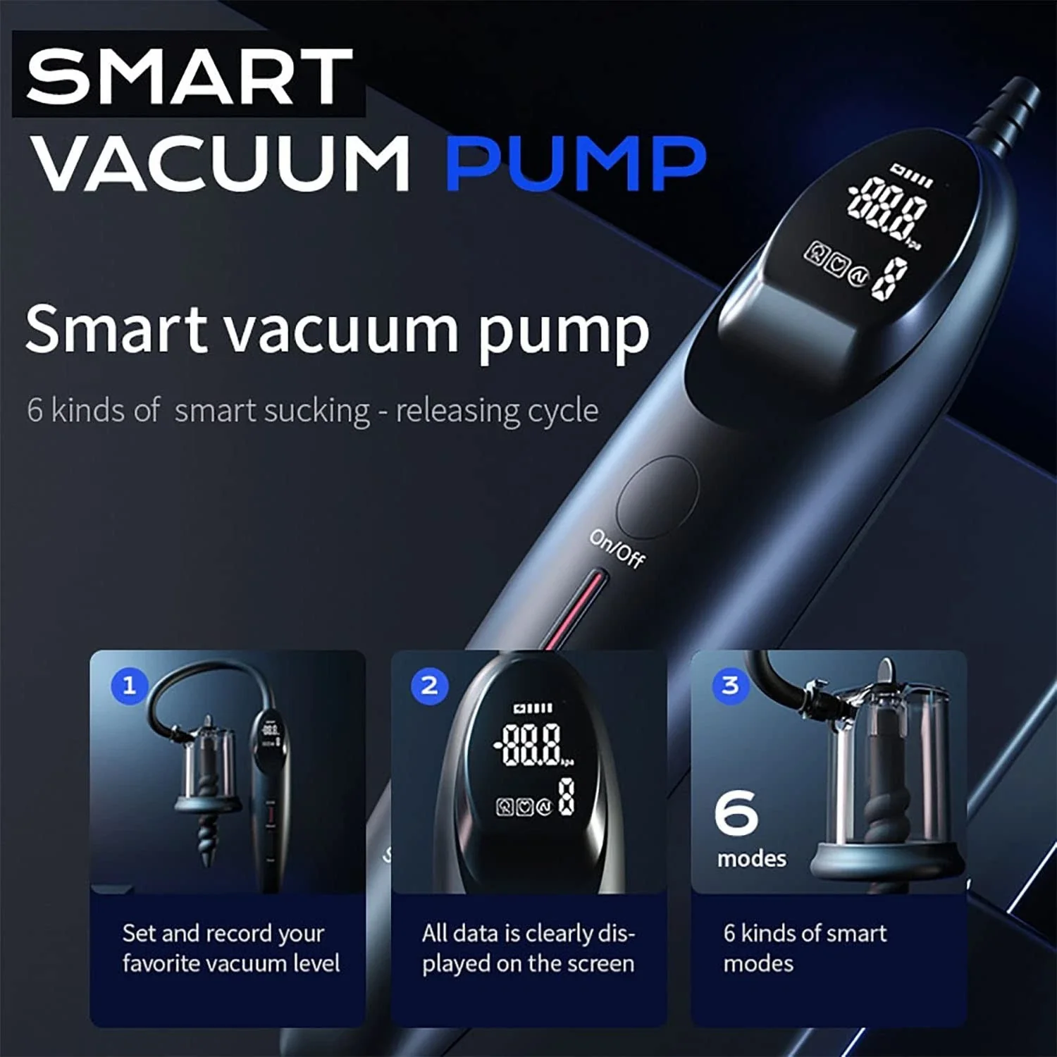 Smart LCD Elektrische Vacuümpomp – Stil, USB-C, Slim en Automatisch - Afbeelding 3