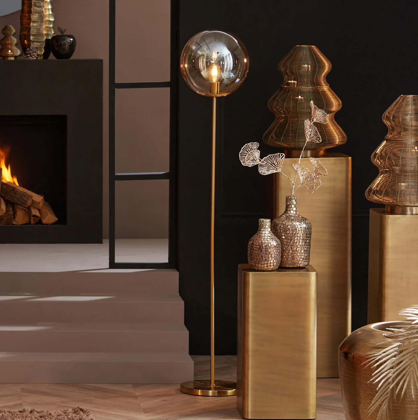 Light & Living Vloerlamp Medina Glas 160cm - Afbeelding 3