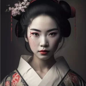 Schilderij kunst Japans meisje Volksvolk