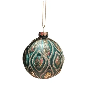 Kerstbal Turquoise Gold ptmd